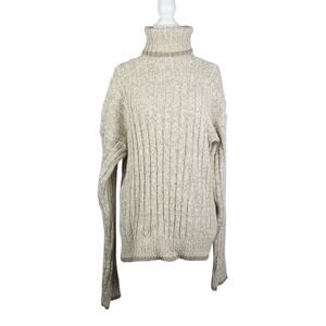 Vintage 90 Old Glory Oatmeal Cream Tan Cotton Knit Turtleneck Sweater L